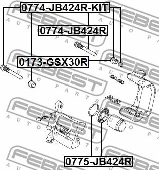 Febest 0774-JB424R-KIT - Комплект направляючої гільзи autocars.com.ua