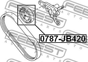 Febest 0787-JB420 - Паразитний / провідний ролик, поліклиновий ремінь autocars.com.ua