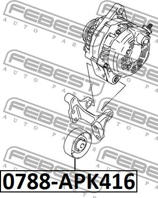 Febest 0788-APK416 - Паразитний / провідний ролик, поліклиновий ремінь autocars.com.ua