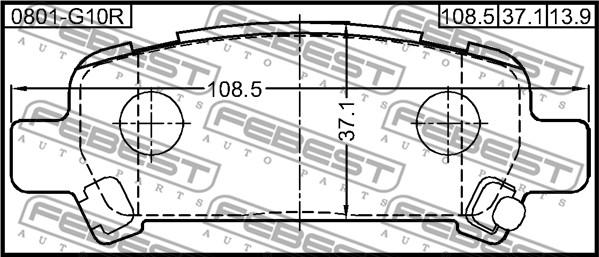 Febest 0801-G10R - Гальмівні колодки, дискові гальма autocars.com.ua