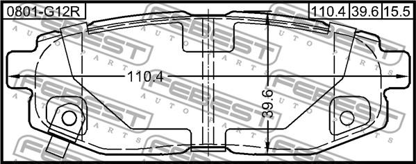 Febest 0801-G12R - Тормозные колодки, дисковые, комплект avtokuzovplus.com.ua