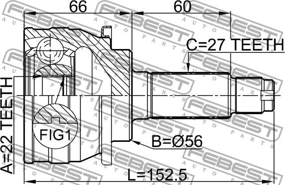 Febest 0810-007 - Шарнірний комплект, ШРУС, приводний вал autocars.com.ua