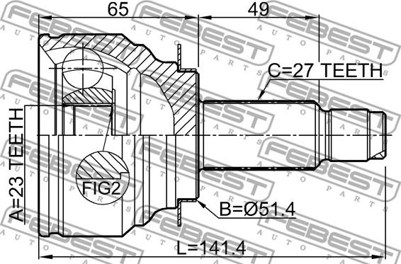 Febest 0810-G12 - Шарнірний комплект, ШРУС, приводний вал autocars.com.ua