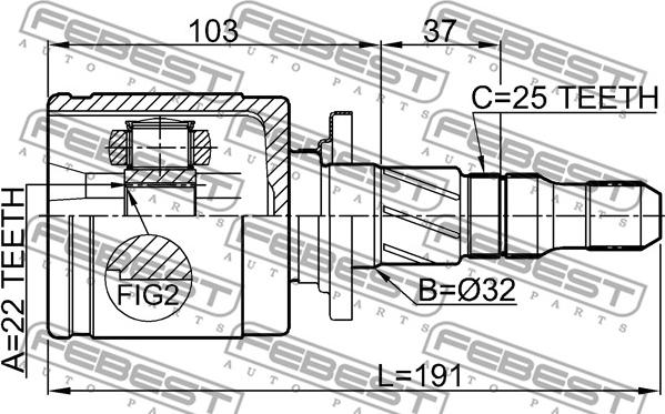 Febest 0811-B12R - Шарнірний комплект, ШРУС, приводний вал autocars.com.ua