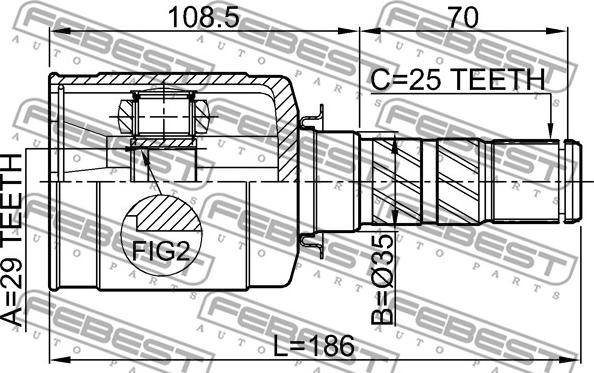 Febest 0811-B13 - Шарнірний комплект, ШРУС, приводний вал autocars.com.ua