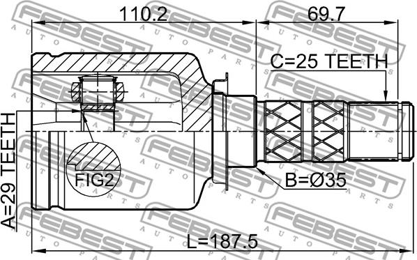 Febest 0811-G12 - Шарнірний комплект, ШРУС, приводний вал autocars.com.ua