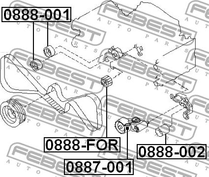 Febest 0888-002 - Направляющий ролик, зубчатый ремень avtokuzovplus.com.ua