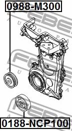 Febest 0988-M300 - Паразитний / провідний ролик, поліклиновий ремінь autocars.com.ua