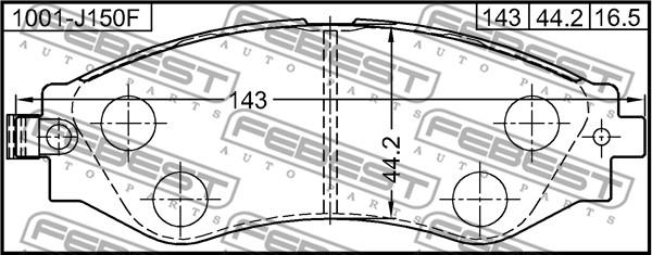 Febest 1001-J150F - Тормозные колодки, дисковые, комплект avtokuzovplus.com.ua