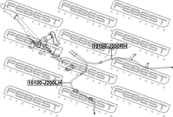 Febest 10100-J200LH - Трос, гальмівна система autocars.com.ua