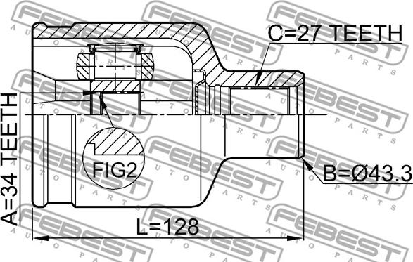 Febest 1011-CAPRH - Шарнірний комплект, ШРУС, приводний вал autocars.com.ua