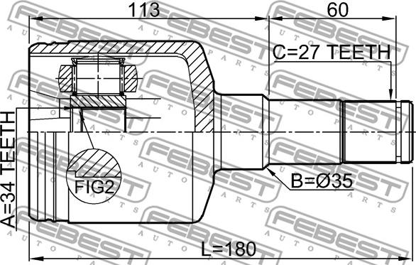 Febest 1011-CAPTLH - Шарнірний комплект, ШРУС, приводний вал autocars.com.ua