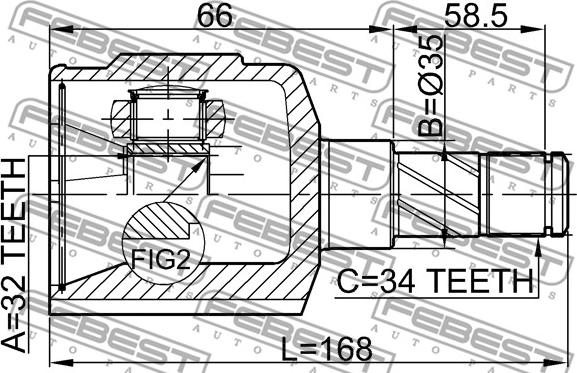 Febest 1011-EVMTLH - Шарнірний комплект, ШРУС, приводний вал autocars.com.ua