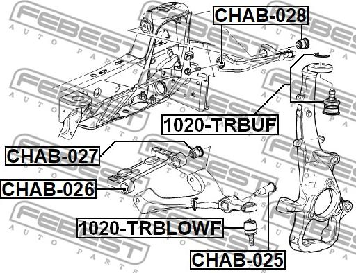 Febest 1020-TRBLOWF - Шаровая опора, несущий / направляющий шарнир avtokuzovplus.com.ua