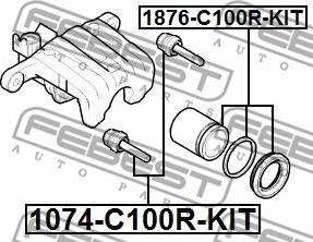 Febest 1876-C100R-KIT - Ремкомплект, гальмівний супорт autocars.com.ua