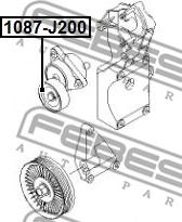 Febest 1087-J200 - Направляющий ролик, поликлиновый ремень autodnr.net