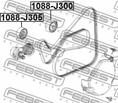 Febest 1088-J305 - Паразитний / провідний ролик, поліклиновий ремінь autocars.com.ua