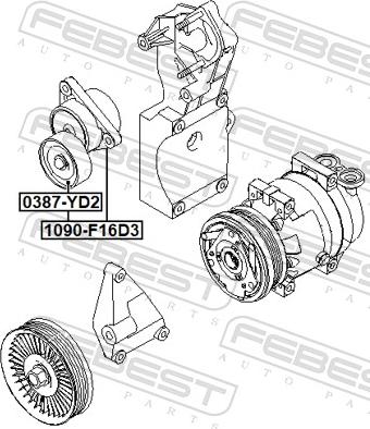 Febest 1090-F16D3 - Натягувач ременя, клинові зуб. autocars.com.ua