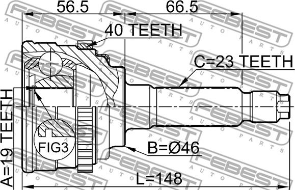 Febest 1110-M100A40 - Шарнірний комплект, ШРУС, приводний вал autocars.com.ua