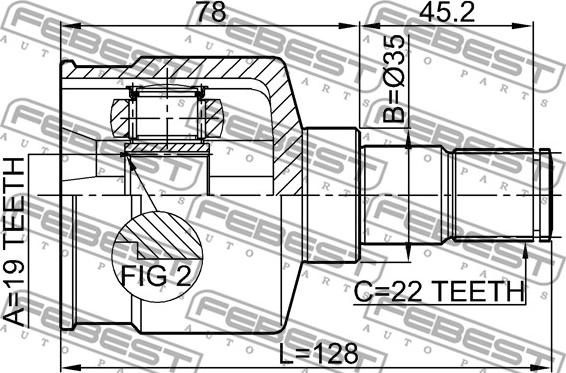 Febest 1111-SPA - Шарнірний комплект, ШРУС, приводний вал autocars.com.ua