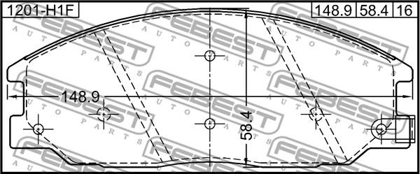 Febest 1201-H1F - Тормозные колодки, дисковые, комплект avtokuzovplus.com.ua