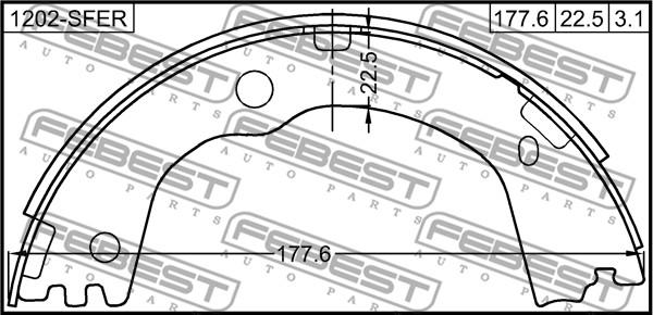 Febest 1202SFER - Гальмівні колодки барабанні autocars.com.ua