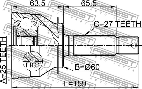 Febest 1210-011 - Шарнірний комплект, ШРУС, приводний вал autocars.com.ua