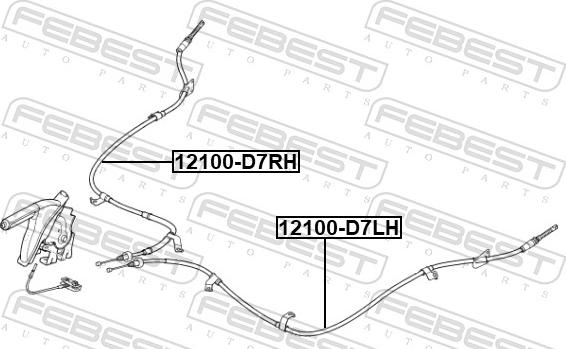 Febest 12100-D7LH - Тросик, cтояночный тормоз avtokuzovplus.com.ua