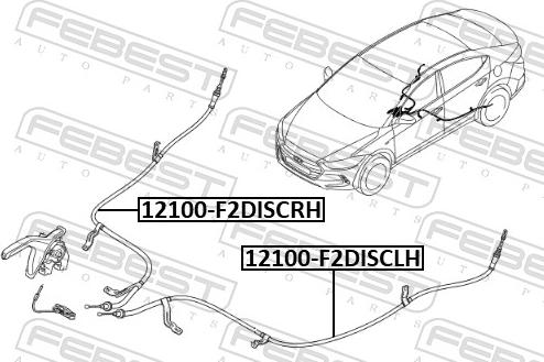 Febest 12100-F2DISCLH - Трос, гальмівна система autocars.com.ua