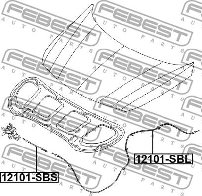 Febest 12101-SBL - Тросик замка капота autocars.com.ua