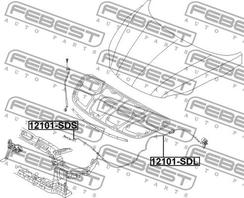 Febest 12101-SDL - Тросик замка капота autocars.com.ua