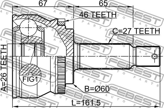 Febest 1210-CEEDA46 - ШРУС autocars.com.ua