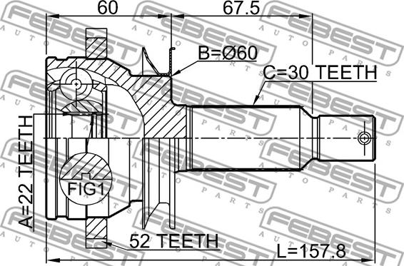 Febest 1210-CM10RA52 - ШРУС autocars.com.ua