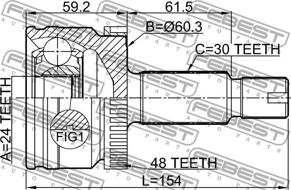 Febest 1210-D7A2WA48 - Шарнірний комплект, ШРУС, приводний вал autocars.com.ua