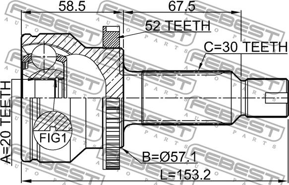 Febest 1210-SFA52R - ШРУС autocars.com.ua