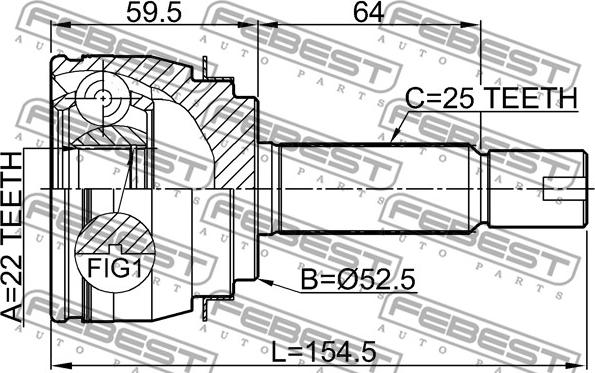 Febest 1210-SOL2WD - Шарнірний комплект, ШРУС, приводний вал autocars.com.ua