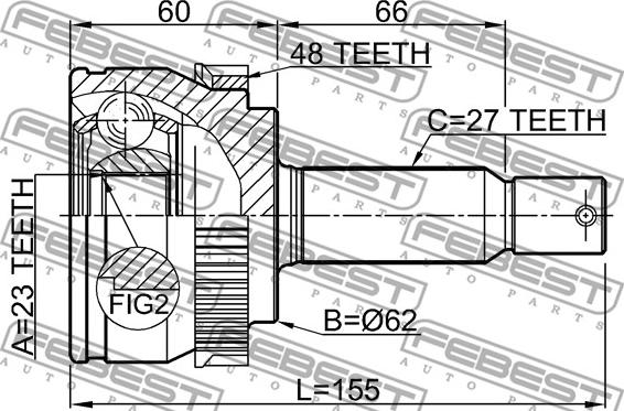 Febest 1210-TUC20A48 - Шарнірний комплект, ШРУС, приводний вал autocars.com.ua