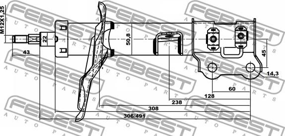 Febest 12110-001FR - Амортизатор autocars.com.ua