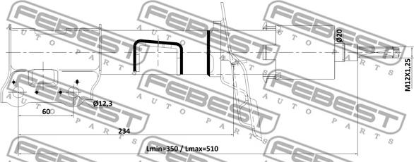 Febest 12110-005FL - Амортизатор autocars.com.ua