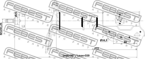 Febest 12110-007FL - Амортизатор autocars.com.ua