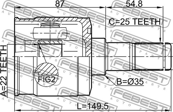 Febest 1211-CM10R - Шарнірний комплект, ШРУС, приводний вал autocars.com.ua