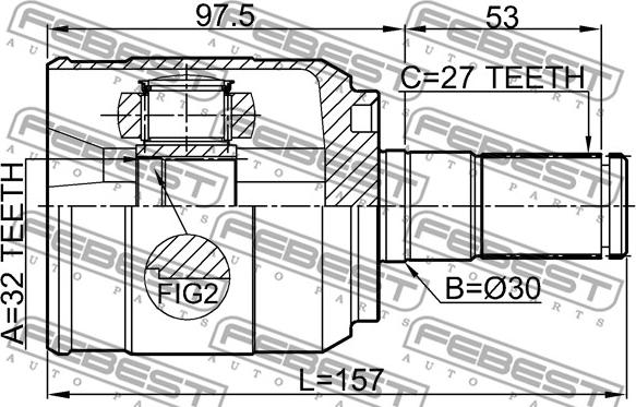 Febest 1211-D7AT2WD - Шарнирный комплект, ШРУС, приводной вал autodnr.net