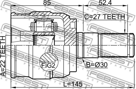 Febest 1211-I30ATLH - ШРУС ВНУТРЕННИЙ 22X30X27 HYUNDAI I30 2012-2017 autodnr.net