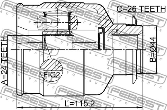 Febest 1211-IX354WDRH - ШРУС ВНУТРЕННИЙ ПРАВЫЙ 24X44X26 HYUNDAI IX35-TUCSON 10MY 2009- autodnr.net