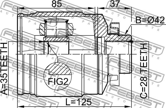 Febest 1211-SFCLRH - ШРКШ ШРУС внутрішній правий 35x42x28 HYUNDAI SANTA FE 06- autocars.com.ua