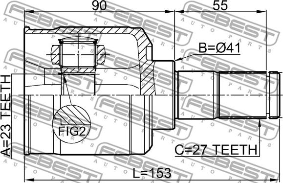 Febest 1211-TUC20AT - Шарнирный комплект, ШРУС, приводной вал avtokuzovplus.com.ua