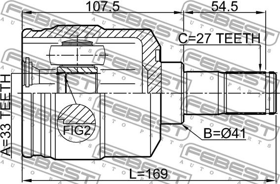 Febest 1211-TUC4WDLH - Шарнірний комплект, ШРУС, приводний вал autocars.com.ua