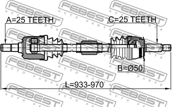 Febest 1214-CAMTRH - Приводний вал autocars.com.ua