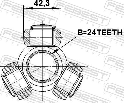 Febest 1216-IX35 - Муфта з шипами, приводний вал autocars.com.ua