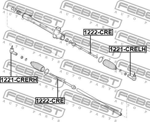 Febest 1221-CRELH - Наконечник рульової тяги, кульовий шарнір autocars.com.ua